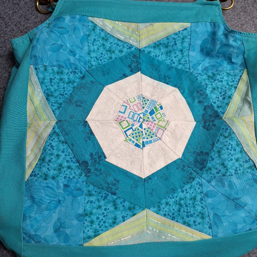 Handcrafted Patchwork Shoulder Bag/Tote With Bamb… - image 2